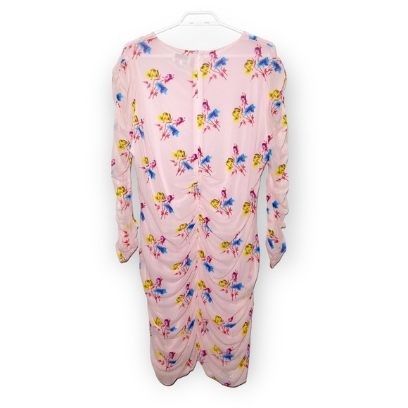 New GANNI Ruched Mesh Mini Dress in Light Lilac Size 18 - Picture 4 of 6